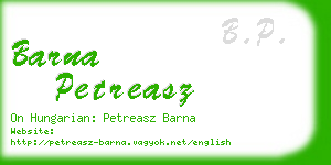 barna petreasz business card